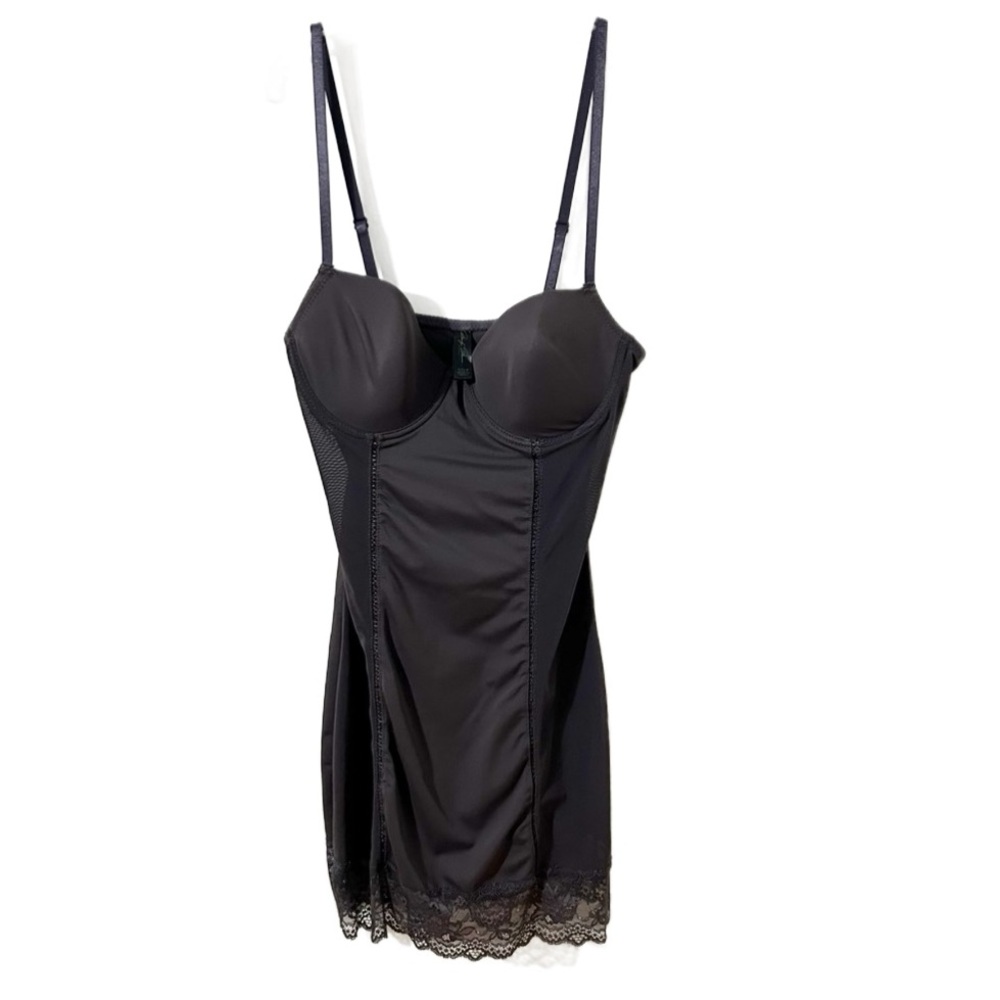 Marilyn Monroe Intimates Shape Wear with Lace Trim Dark Gray Adjustable Straps